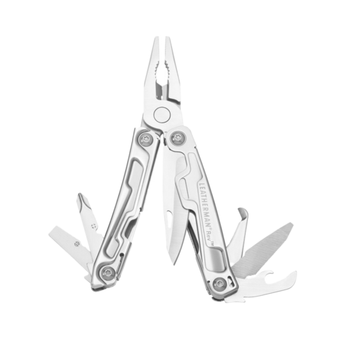 Ein Bild, das ein aufgeklapptes Taschenmesser von Leatherman zeigt.