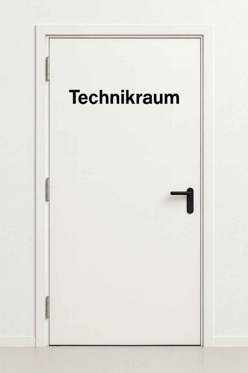 Das Bild stellt eine Türbeschriftung bei einem Wohnbauprojekt dar.