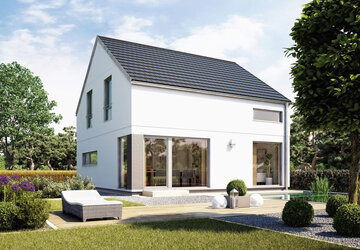 Das Bild zeigt ein Einfamilienhause von der Außenperspektive.